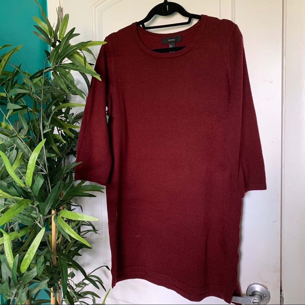 Forever 21 Burgundy Sweater Dress
